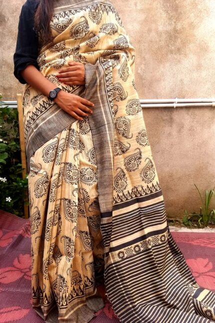 Pure Tussar Ghecha Silk Digital Printed Saree