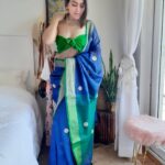 Pure Linen Saree With Polka Dot Zari Embroidery