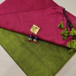 Soft Silk Cotton Half n Half Saree with Contrast Blouse