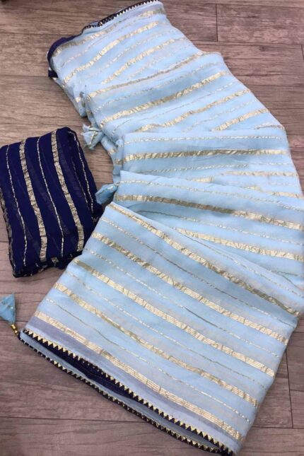 Pure Goergette Saree with Zari Weaving