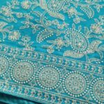 Icy Blue Georgette Chikankari Saree