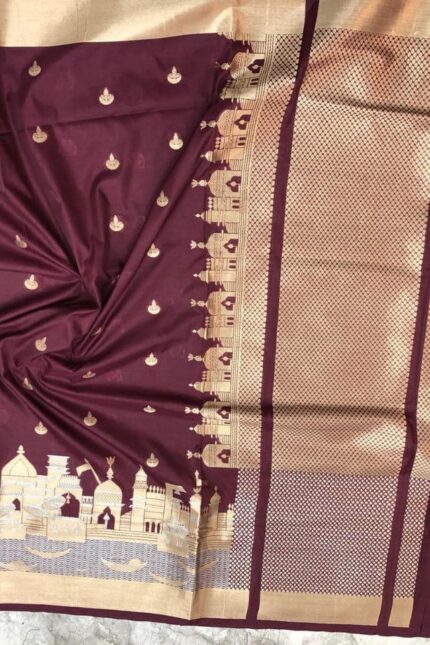 Banarasi Ghat Weaving Semi Silk Saree