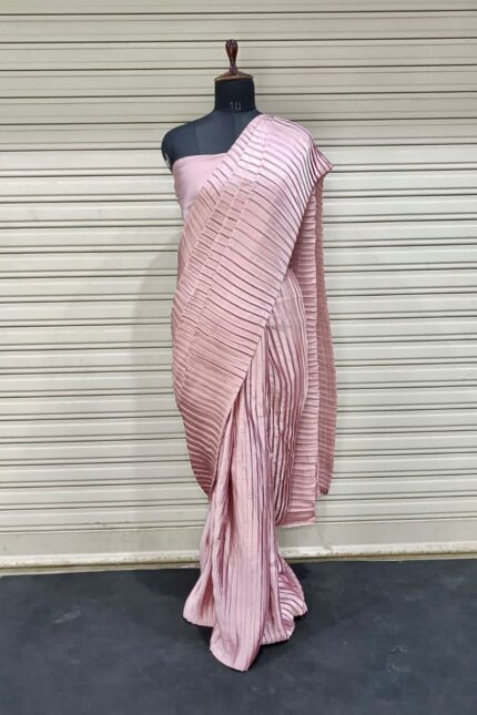 Designer Half Crush Satin Silk Saree