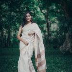 Beige Pure Jute Linen Saree