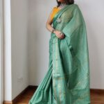 Semi Tussar Striped Zari Weaving Silk Saree