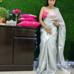 Pure Tussar Tissue Silk Saree With Blouse