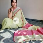 Pure Linen Sarees with Contrast Blouse