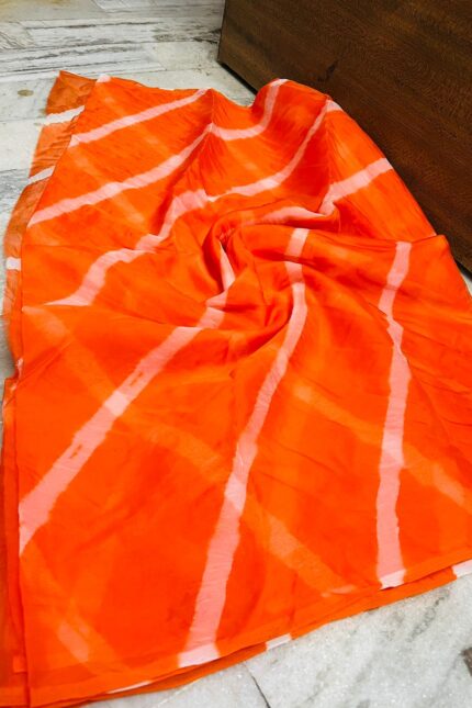 Organza Tie & Dye Lehriya Hand Crafted Saree