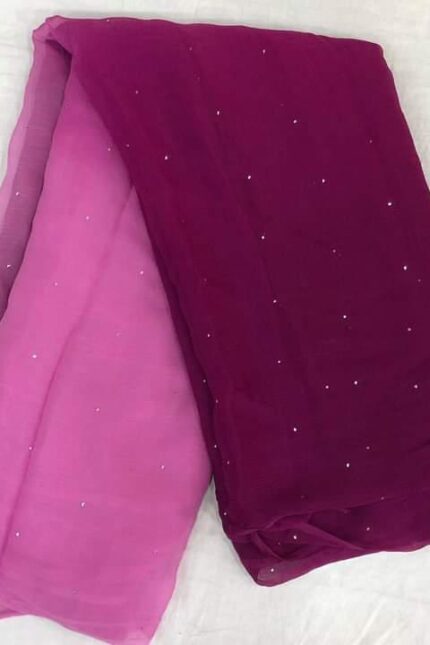Pure Chiffon Saree With Mukaish Work
