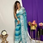 Designer Printed Organza Silk Saree With Embroidery