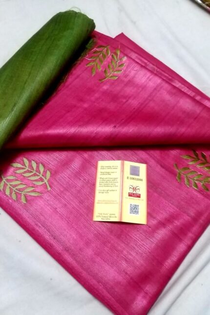 Pure Tussar Ghecha Silk Saree With Embroidery Motifs