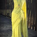 Georgette Heavy Machine Chikankari Saree with Stone Work