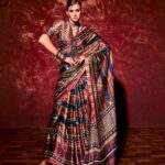Satin Crepe Ajrakh Digital Printed Saree