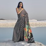 Polka Dot Italian Printed Crepe Silk Saree