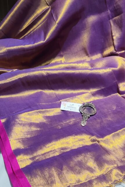 Hina Khan Purple Cotton Tissue Saree