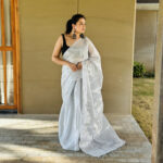 Silver Cotton Tissue Saree