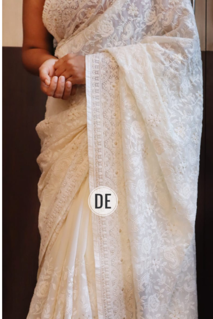 Georgette Chikankari Saree with Gotta Patti Work