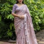 Soft Linen Saree with Silver Zari Weaving Pallu