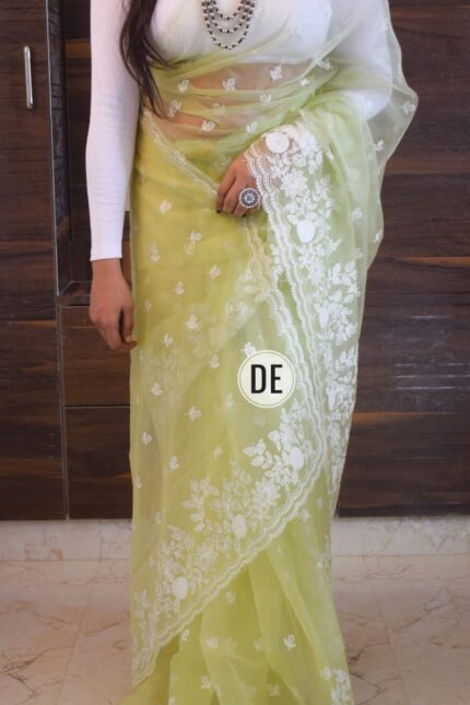 Embroidered Banarasi Organza Saree