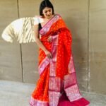 Orange Banarasi Semi Khaddi Georgette Saree