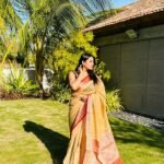 Beige Red Banarasi Semi Khaddi Georgette Saree