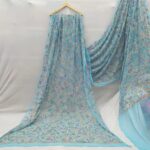 Chiffon saree with multi-color Tepchi embroidery design