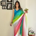 Green Sequence Georgette Crushed Saree