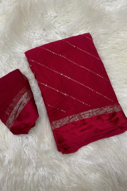 Viscose Georgette Satin Patta Saree