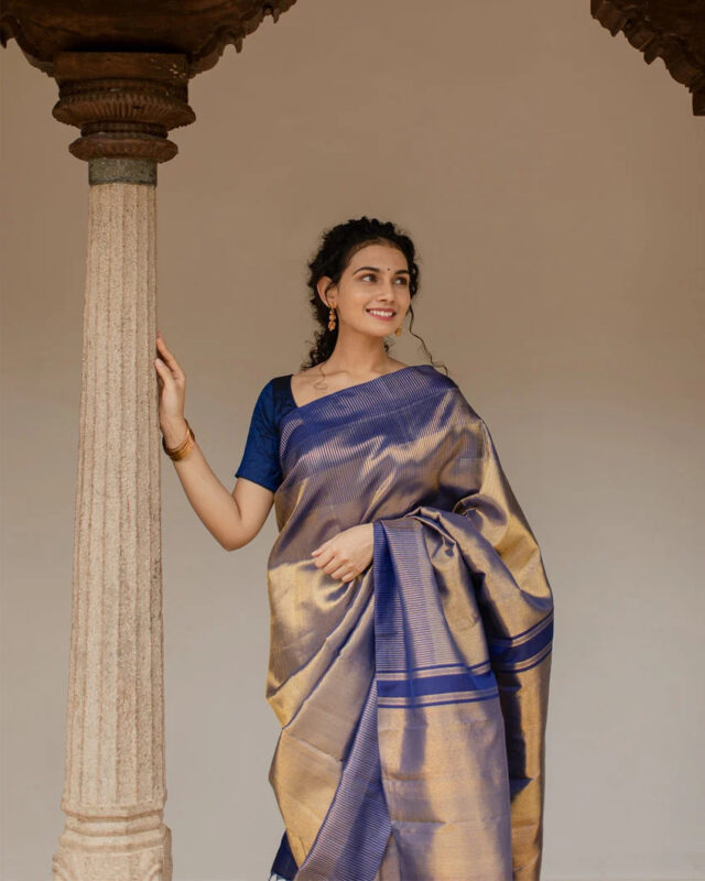 Copper with Royal Blue best saree colour combination