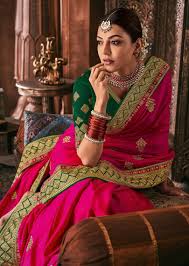 Green and pink best saree colour combination