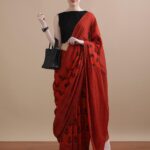 Jaipuri Cotton Printed Red Mulmul Saree
