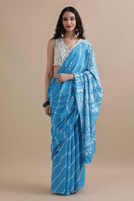 Jaipuri Printed Pure Cotton Mulmul Saree