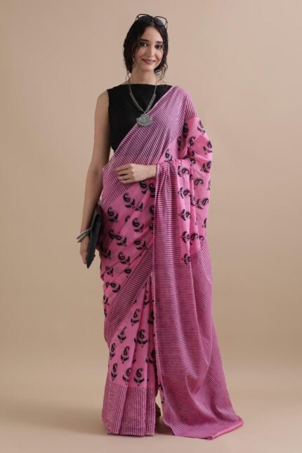 Jaipuri Printed Pure Cotton Mulmul Saree