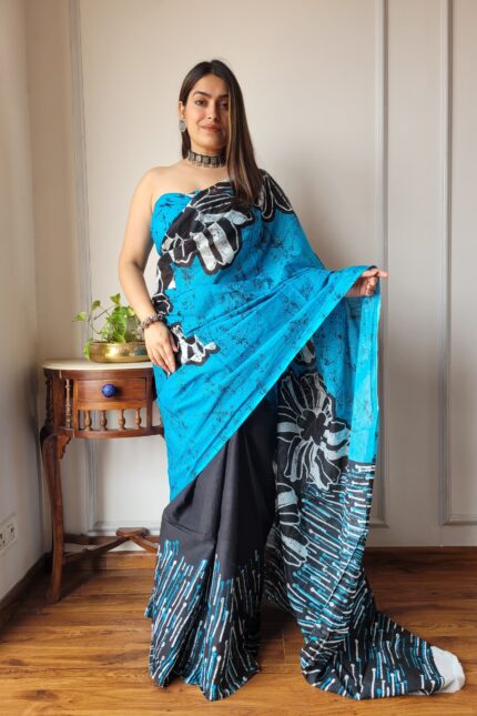 Pure Cotton MulMul Jaipuri Printed Saree