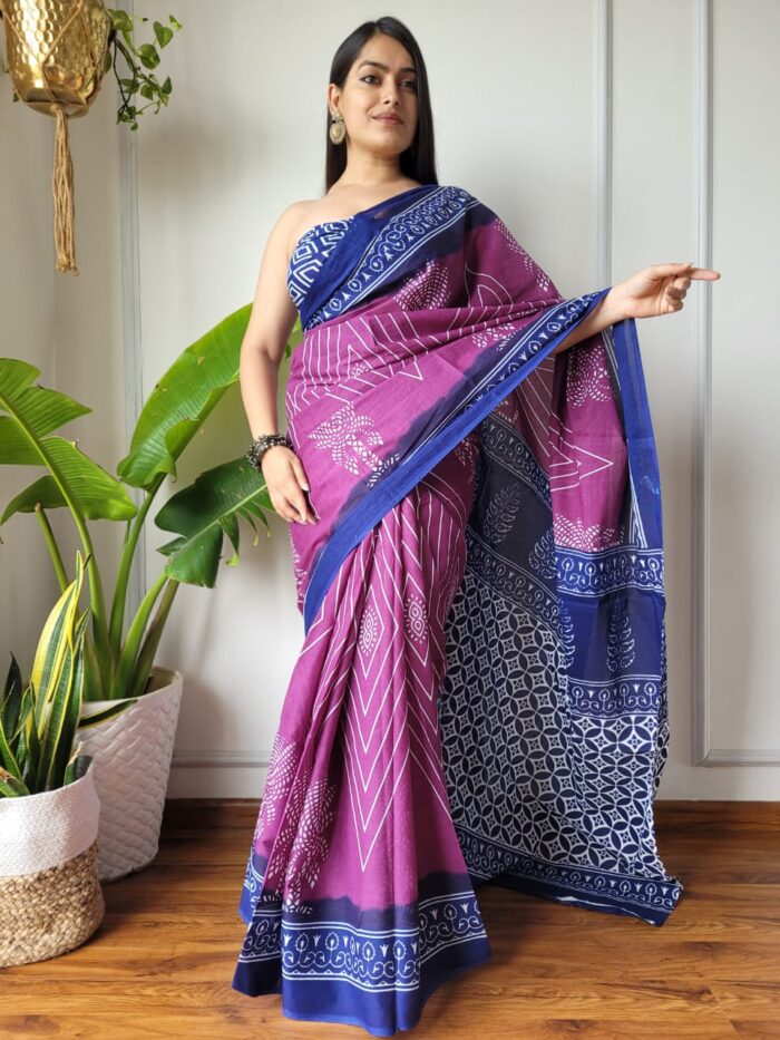 Cotton MulMul Jaipuri Printed Saree