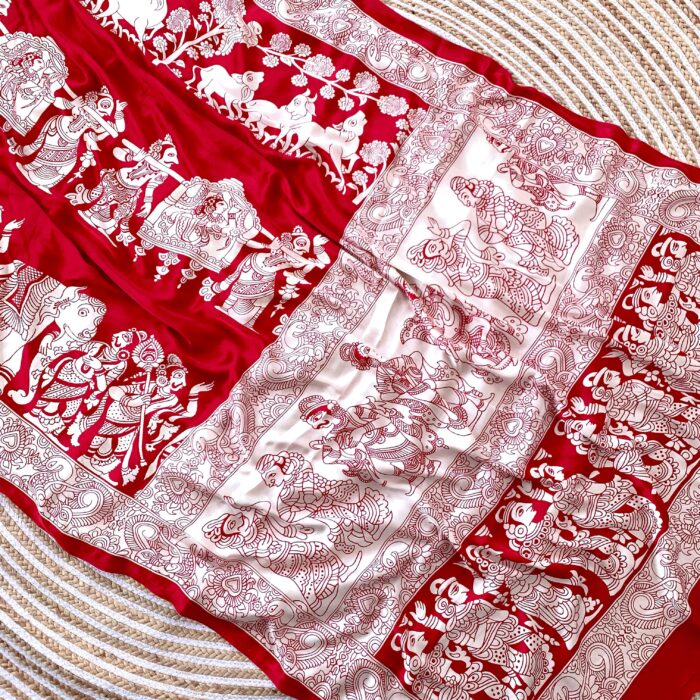 Semi Gajji Silk Kalamkari Print Saree