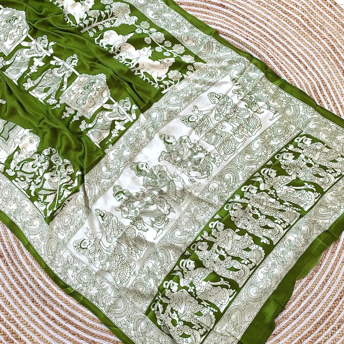 Semi Gajji Silk Kalamkari Print Saree