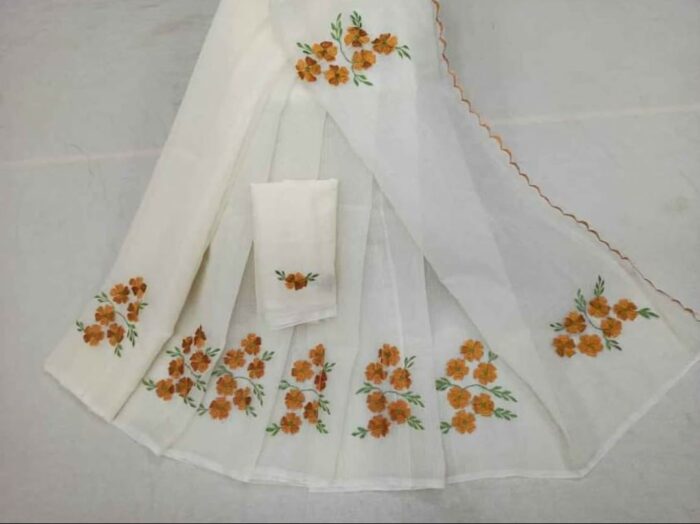 Soft Kota Cotton sarees with Elegant Embroidery Motiffs