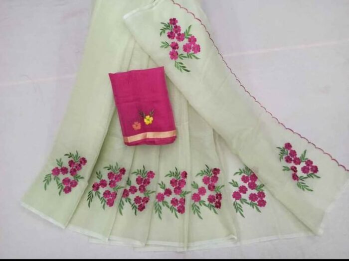 Soft Kota Cotton sarees with Elegant Embroidery Motiffs