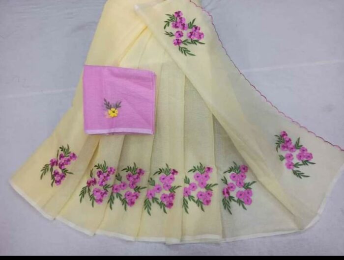 Soft Kota Cotton sarees with Elegant Embroidery Motiffs