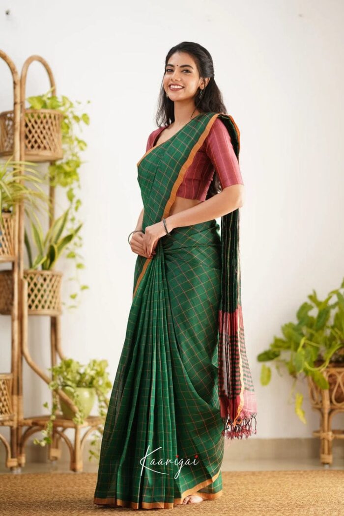 Bengal Khadi Cotton Check Saree