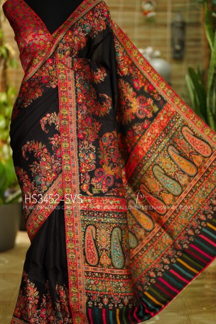 Meenakari Weaving Designer  Crepe Silk Saree