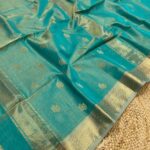 Tissue Maheshwari Silk Saree with Rose Butta.