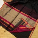 Maheshwari Silk Sarees With Zari Small Border Jute Pallu