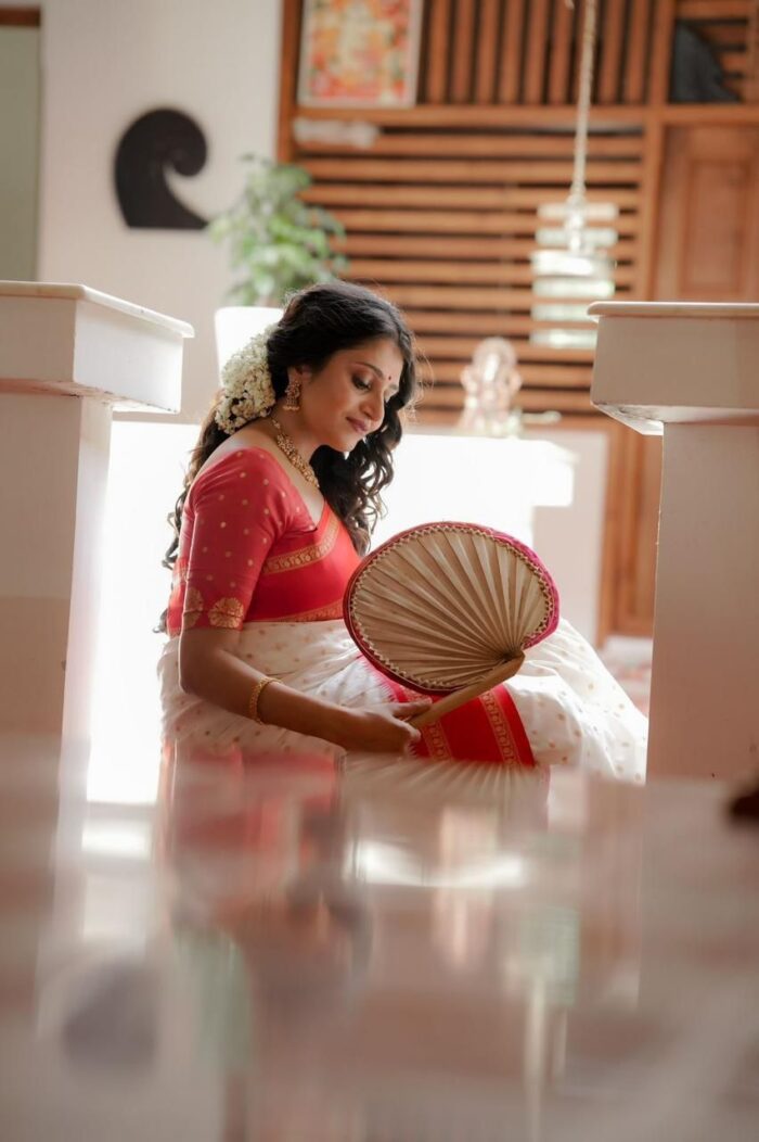 Red & White Silk Saree