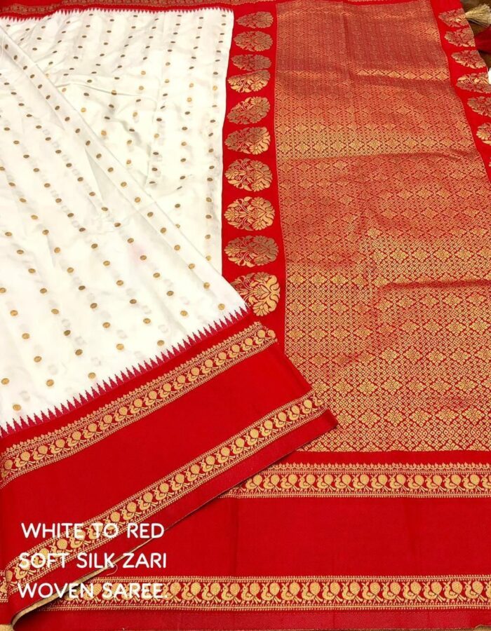 Red & White Silk Saree