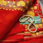 Kashmiri Georgette Red Aari Embroidery Saree With Blouse
