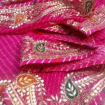 Sare Sagaa Pure Georgette Leheriya Pink Saree With Gotapatti Work