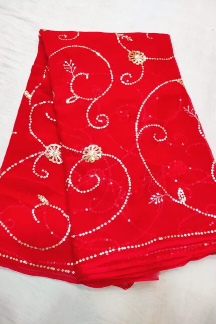 Pure Chiffon Saree With Sequins Work