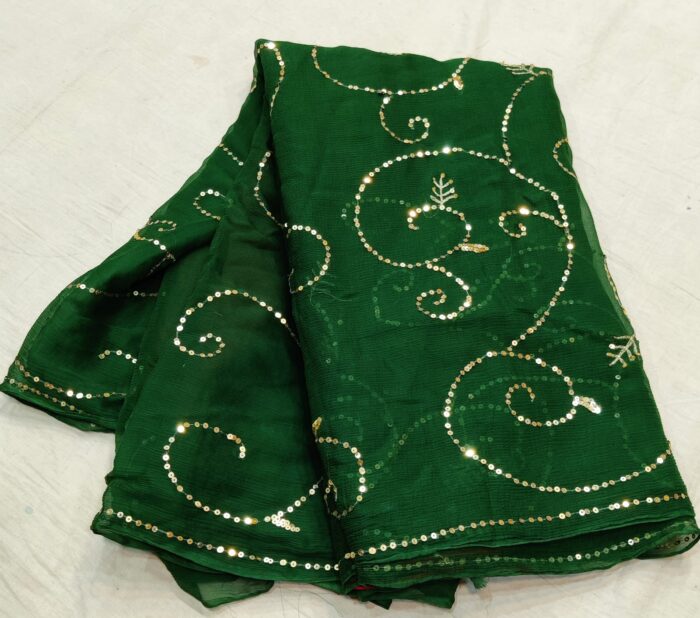 Pure Chiffon Saree With Sequins Work